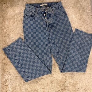 PacSun Blue Checkered High Rise Jeans